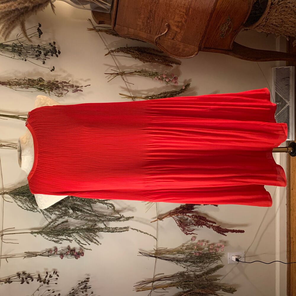 Ann Taylor Loft Red Pleated A Line Swing Dress Medium